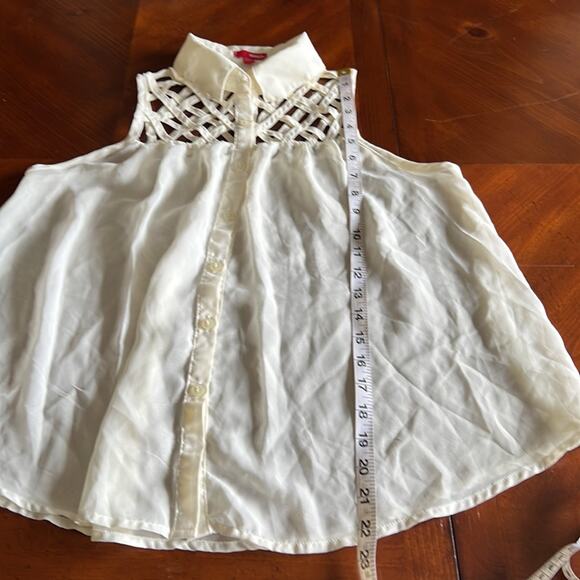 Bongo Jr Size M Cream Chiffon Sleeveless Blouse - Picture 7 of 9